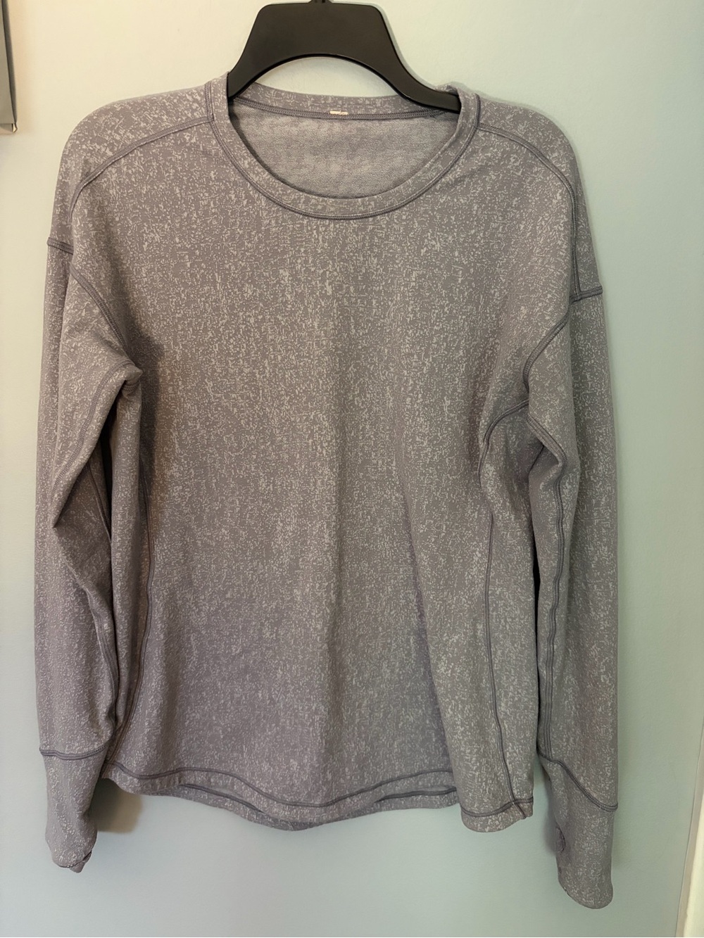 Lululemon Size 10 Outrun LS Grey Jacquard Running Pullover Thumbholes